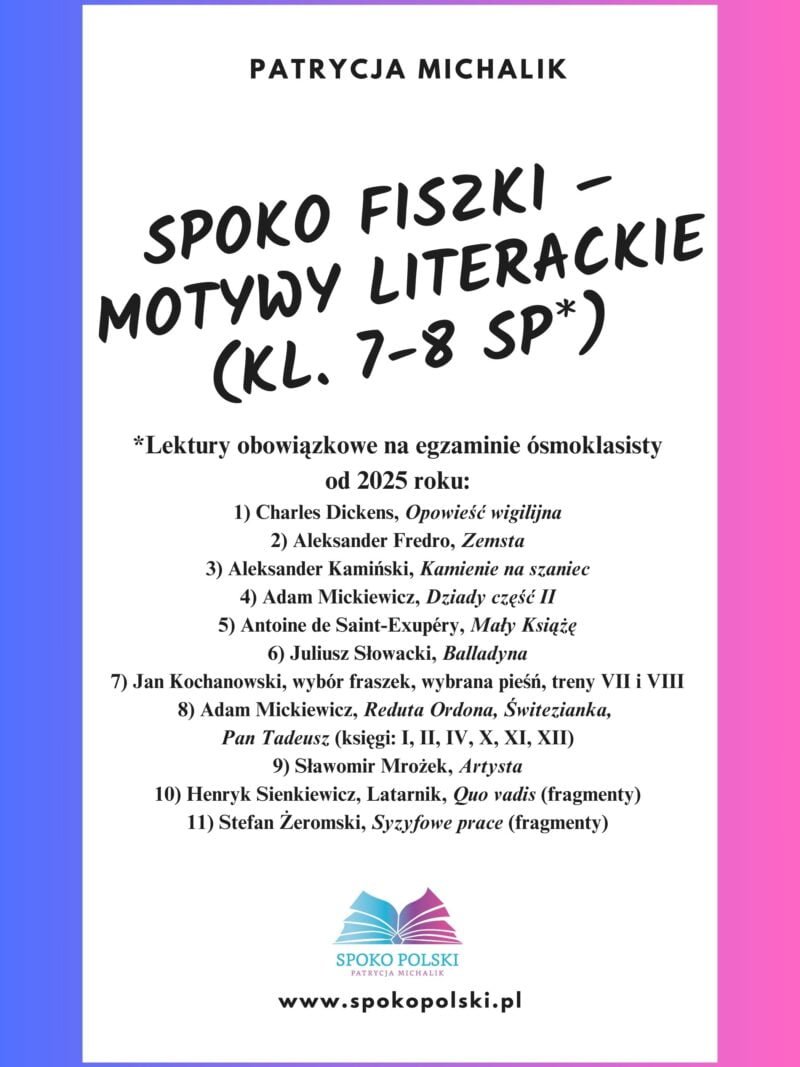 Spoko fiszki - motywy literackie 7-8