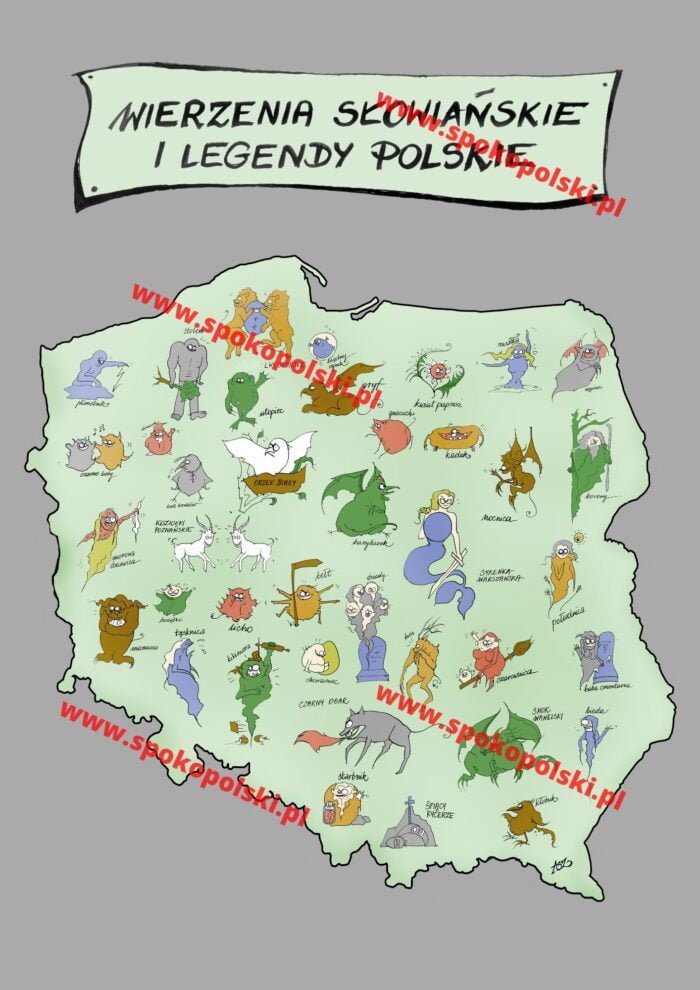Wierzenia słowiańskie i legendy polskie - mapa