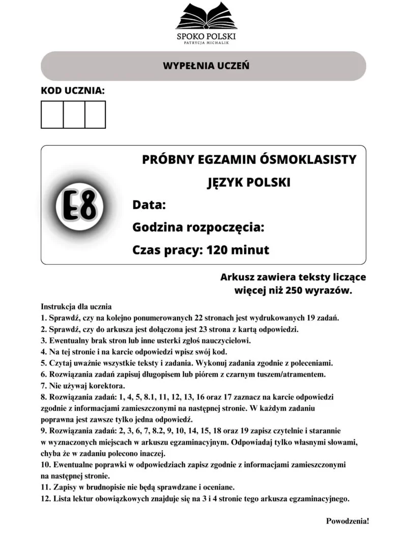 Arkusz egzaminacyjny E8 Quo vadis