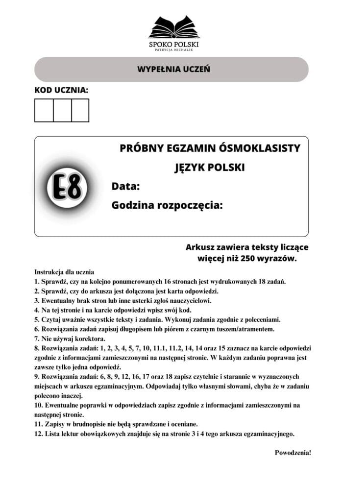 Arkusz E8 – „Akademia pana Kleksa” i „Syzyfowe prace” 1