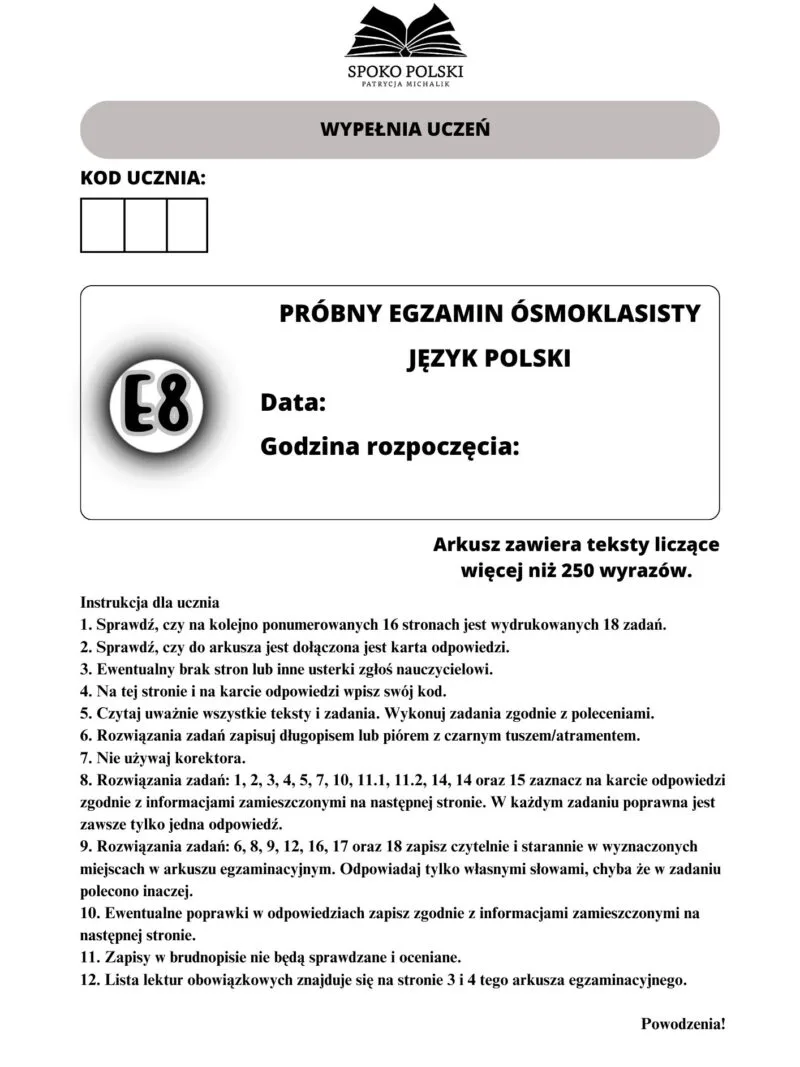 Arkusz E8 – „Akademia pana Kleksa” i „Syzyfowe prace” 1 Arkusz E8 – „Akademia pana Kleksa” i „Syzyfowe prace” 1